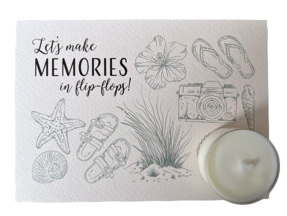 Theelicht wenskaart - Let’s make memories in flip-flops!
