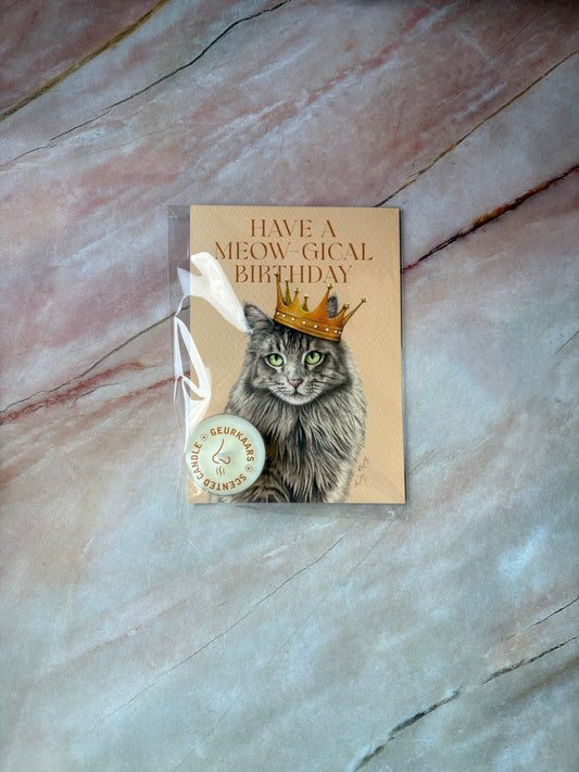 Theelicht wenskaart - Have a meow-gical birthday