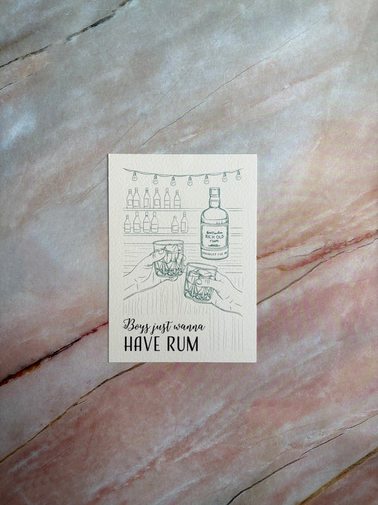Ansichtkaart - Boys just wanna have rum