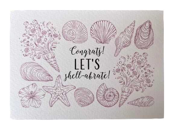 Theelicht wenskaart - Congrats! let’s shell-abrate!