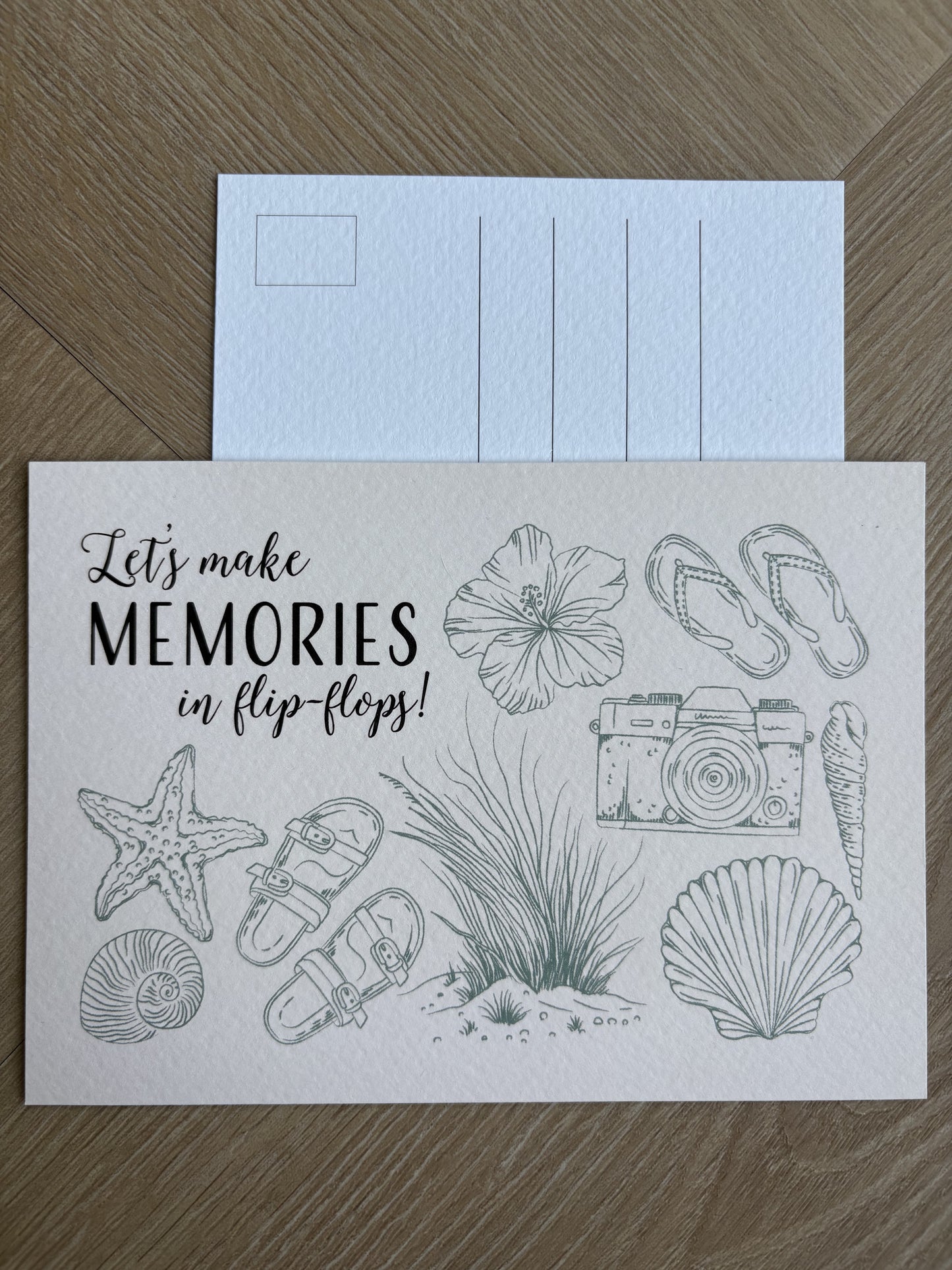 Ansichtkaart - Let’s make memories in flip-flops