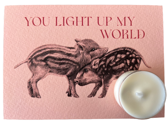 Tealight greeting card - You light up my world