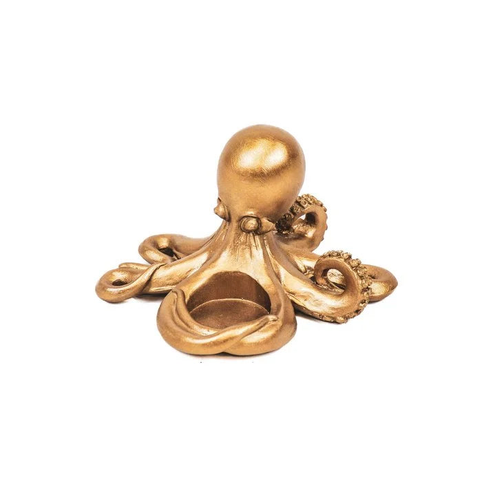 Octopus theelichthouder - zwart & goud